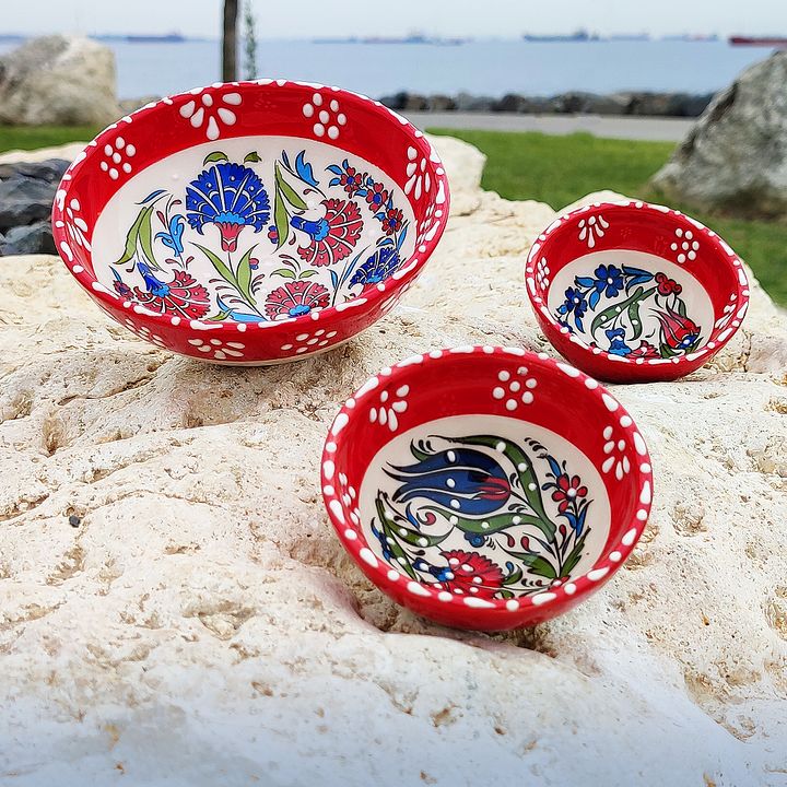 Ceramic snack bowl set, 7 pieces — handmade pottery, handmade ceramic, home decor, handmade gift, Turkish ceramic product image (1)