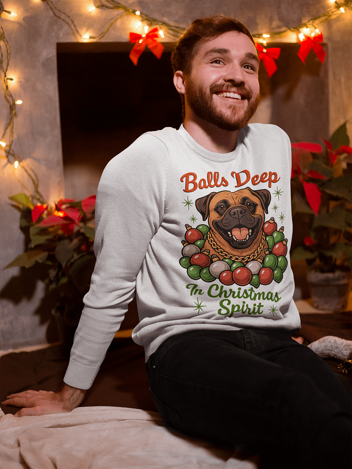 Bullmastiff Christmas Sweatshirt – Funny Balls Deep Holiday Sweater, Retro Dog Lover Gift product image (1)