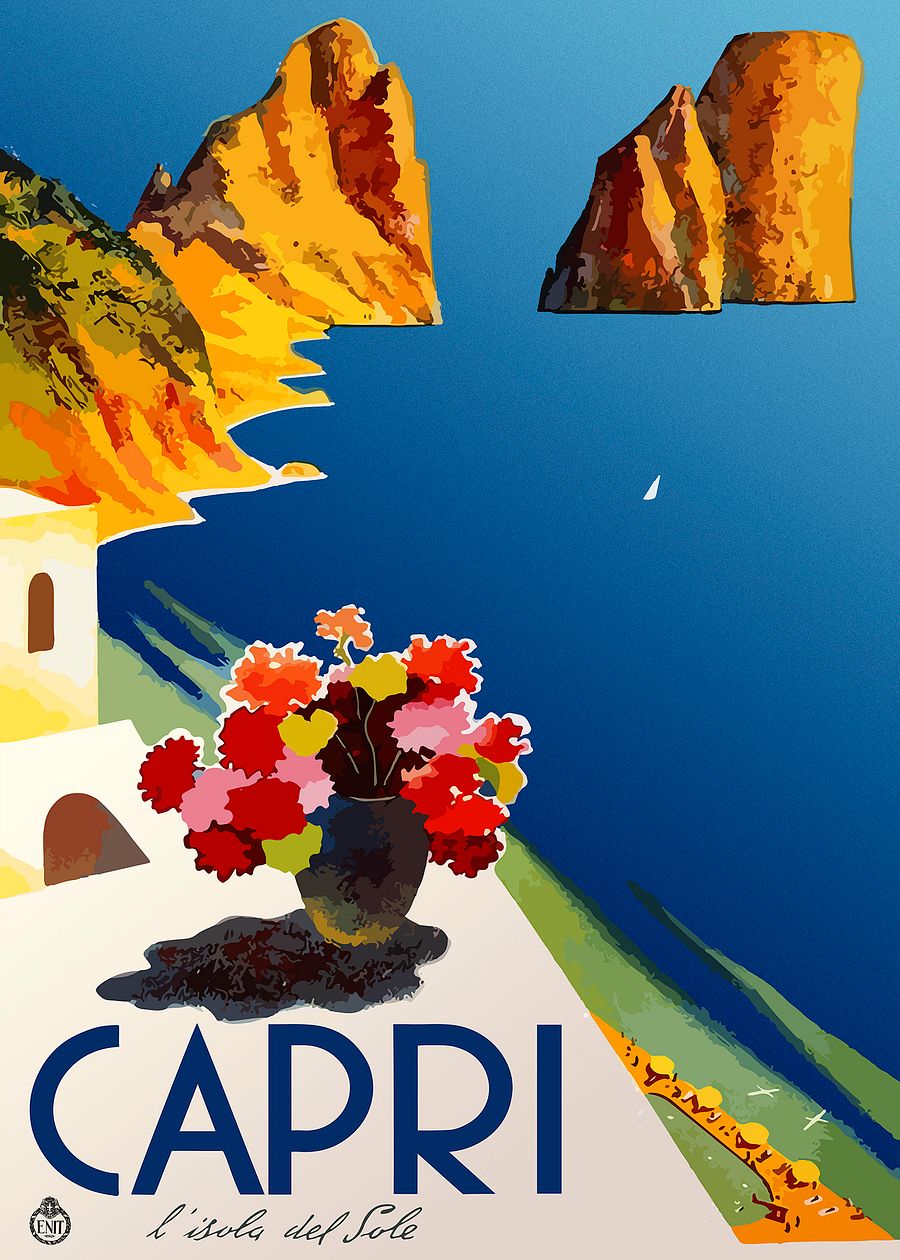 Capri - L'Isola del Sole, Italy (ENIT, 1952) — retro vintage travel poster, vintage travel art, propaganda poster product image (3)