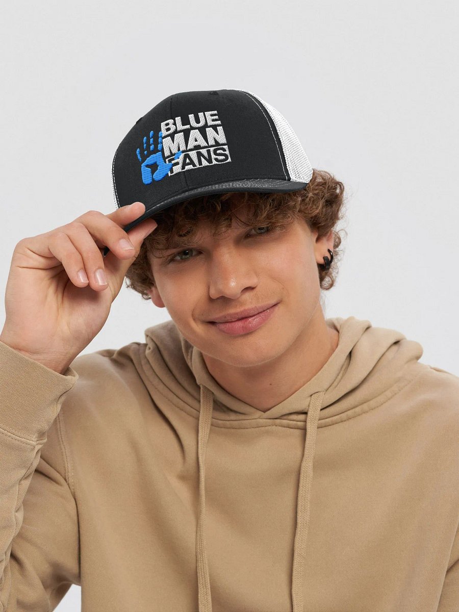 Blue Man Fans Hand Print Embroidered Trucker Cap product image (6)
