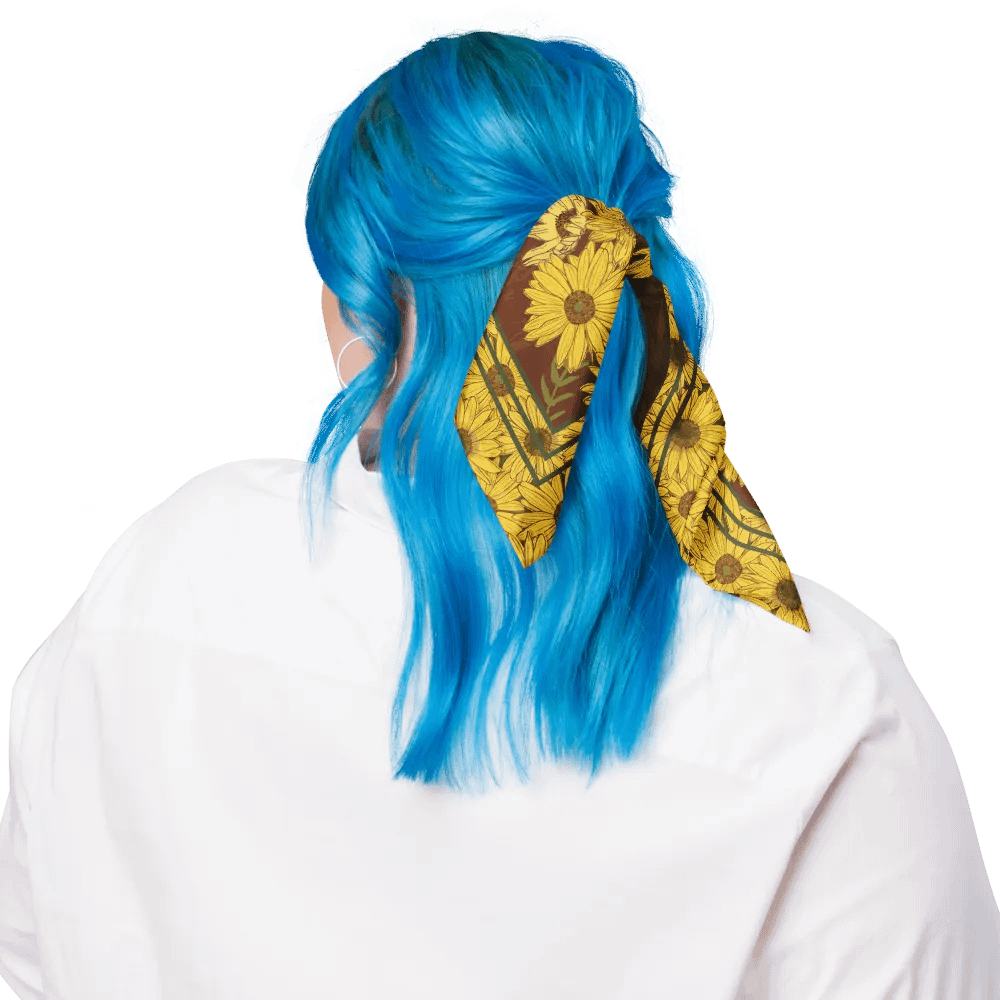 “Helianthus Sunflower Amongst the Greens” Bandana in Red product image (3)