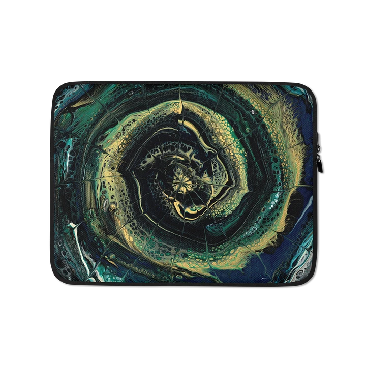'Midnight Halo' - Abstract Acrylic Ring Pour Print, Laptop Sleeve product image (1)