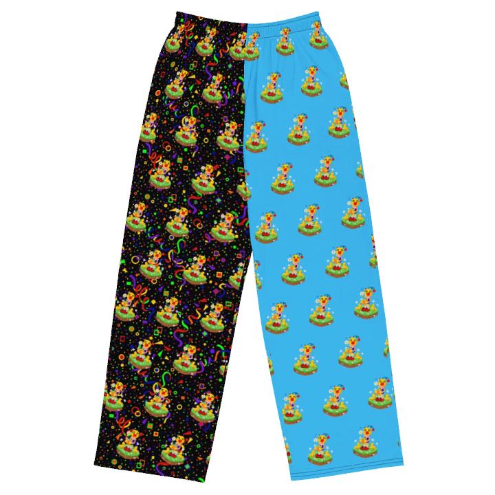 Split Blue and Arcade Boyoyoing Floating Island Unisex Wide-Leg Pants product image (1)