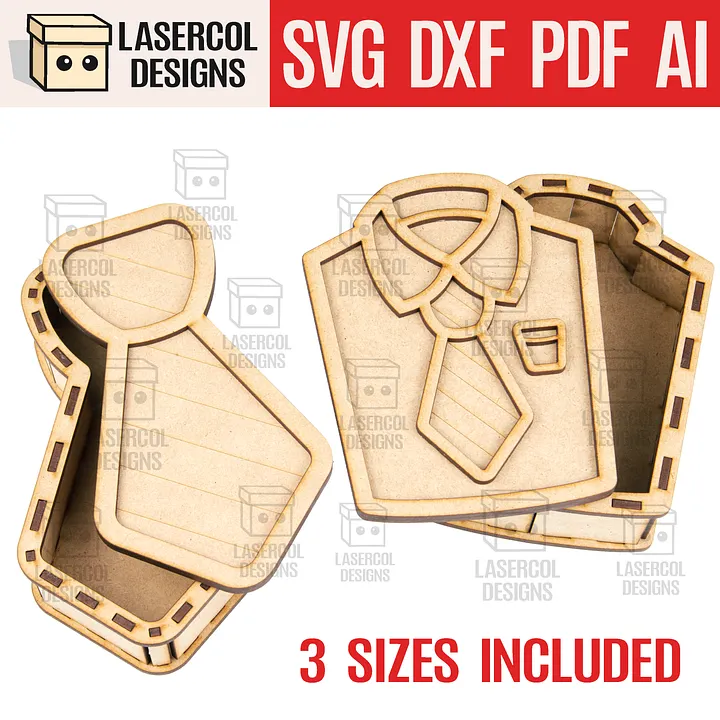 Shirt and Tie Father's Day Gift Boxes (3 Sizes) - Laser Cut Files product image (1)