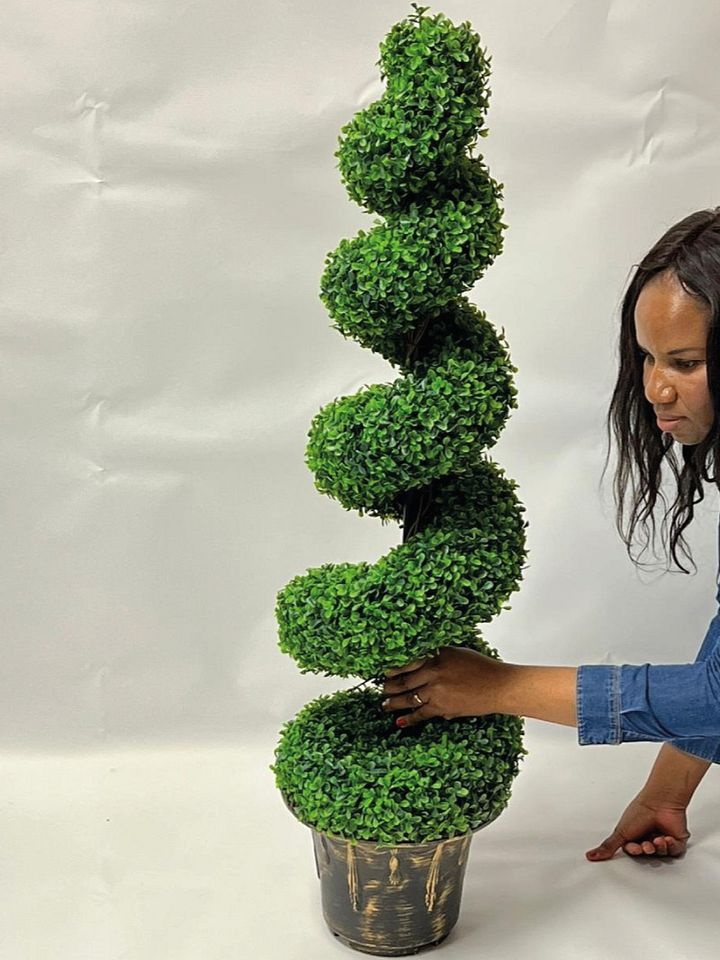 New ProductDOUBLE TREE | Artificial Spiral Tree | 90cm Spiral Topiary Bonsai Plant Tree product image (1)
