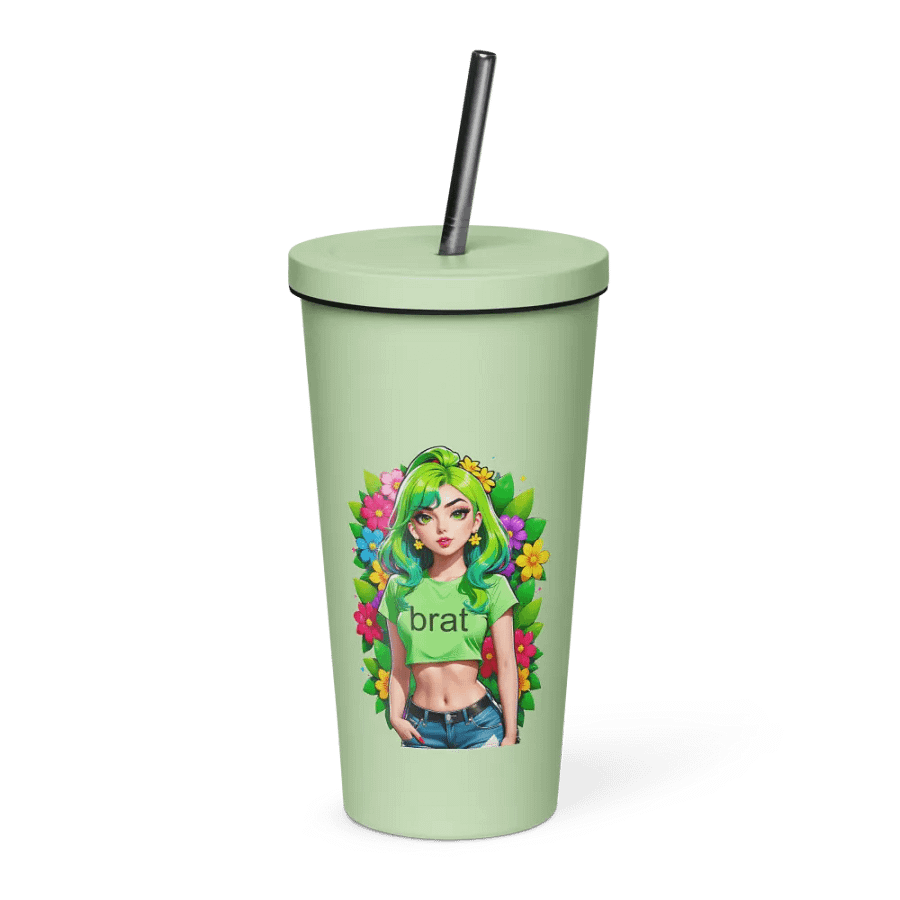 Brat 20 oz Tumbler Cup - Mint - Insulated Tumbler with a Straw v2 product image (1)