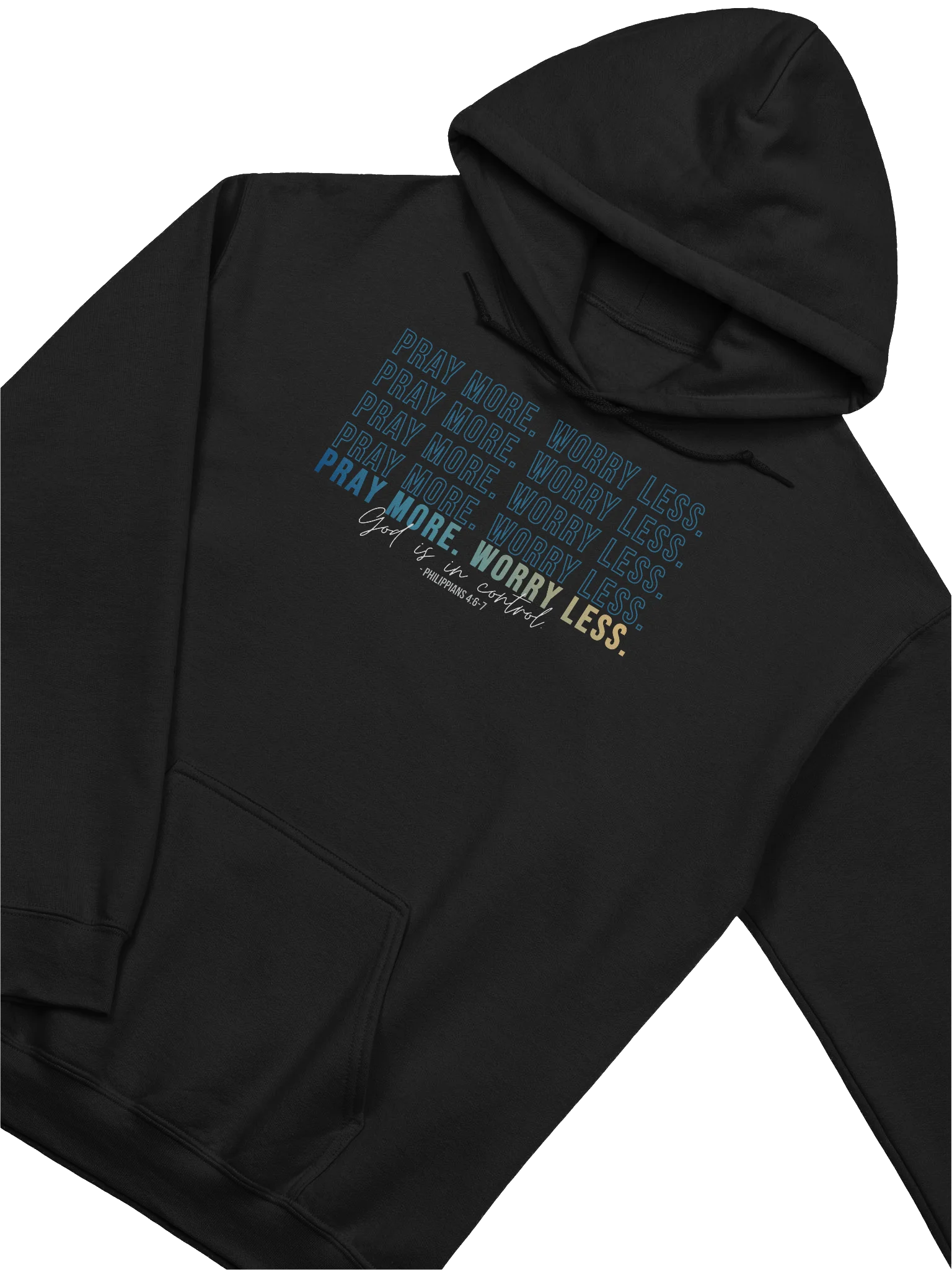 Pray More Worry Less 2.0 Hoodie - Unisex - Teal Gradient - Dark Colors product image (4)