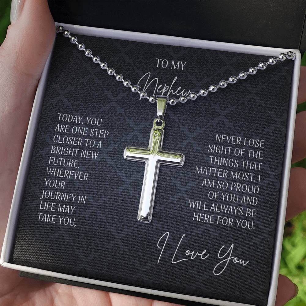 Nephew Graduation Cross Necklace - I'm So Proud Of You product image (3)