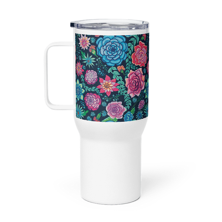 Coastal Blooms | 25oz/40oz Travel Mug | 🌊☕ | Allcolor 267 Stainless Steel Mug with Handle | Insulated, Spill-Proof | by MONIQUE FAELLA DESIGNS™ product image (1)