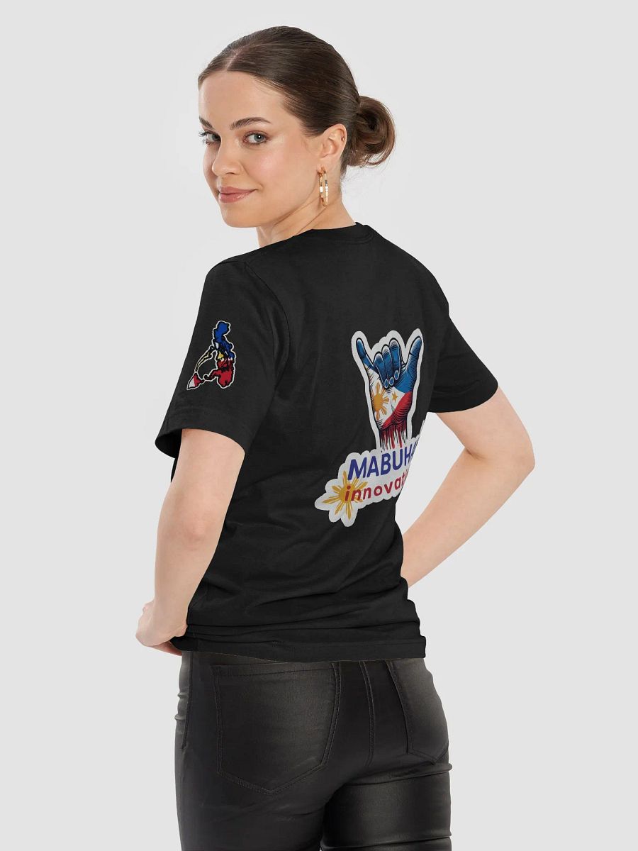 Mabuhay Innovations Supporter T-Shirt with Vibrant Philippine Flag Shaka Hang Loose Hand Gesture Sign product image (9)