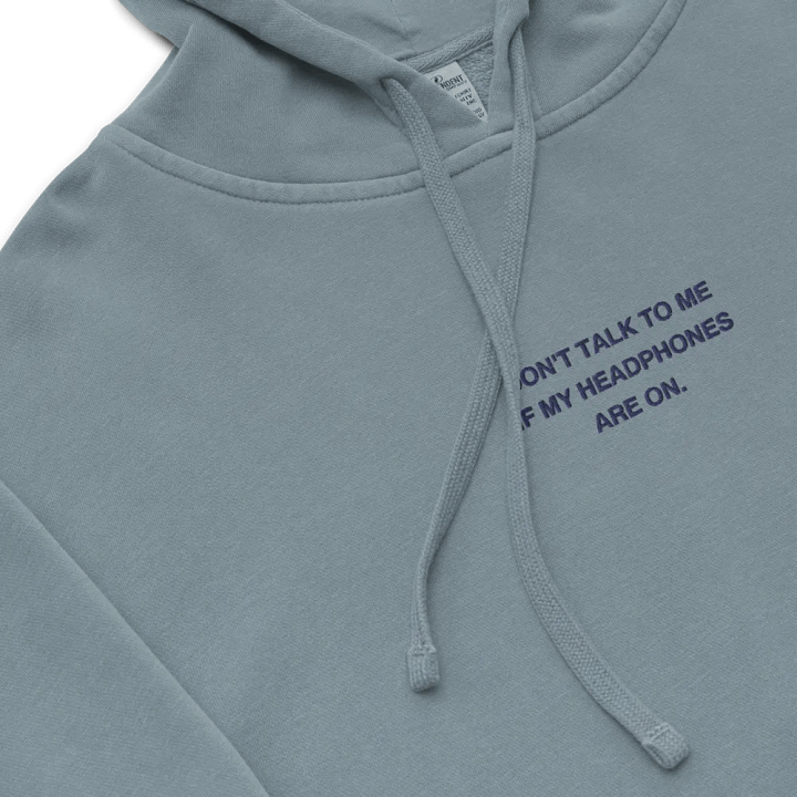 HEADPHONES ON (navy) embroidered pigment hoodie product image (1)