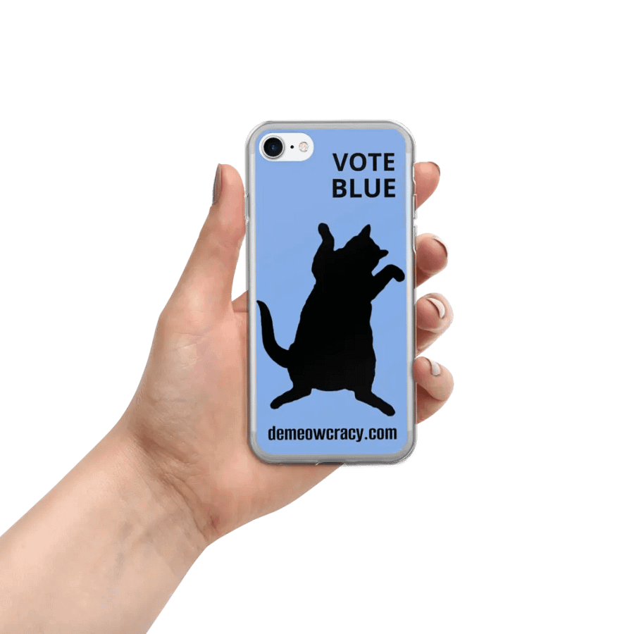 Vote Blue Dancing DeMeowcracy Cat iPhone Case - Light Blue product image (8)