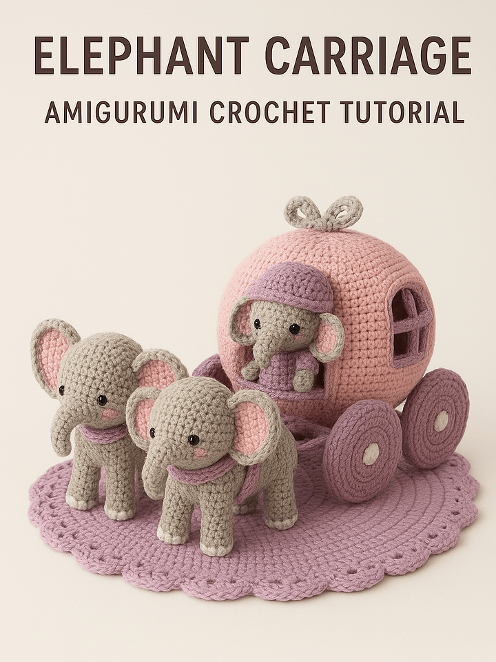 Amigurumi Elephant Carriage Crochet Pattern – PDF Tutorial (Beginner Friendly) product image (1)