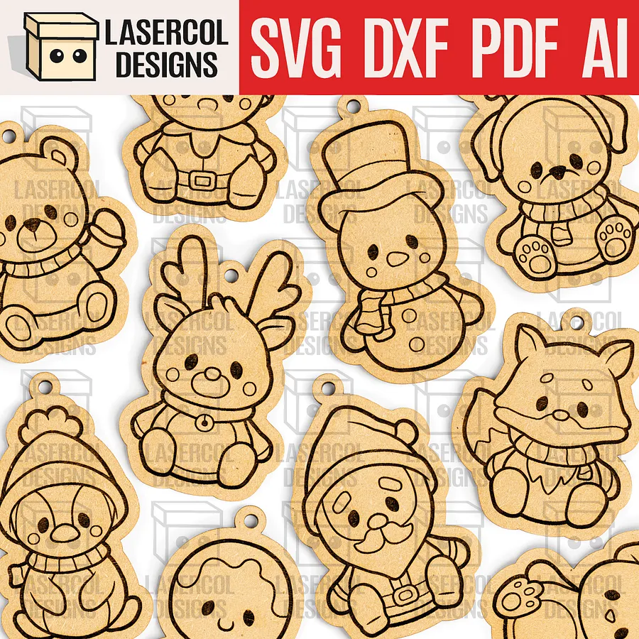 Christmas Ornaments Mega Bundle (12 Sets, +120 Ornaments) - Laser Cut Files product image (10)