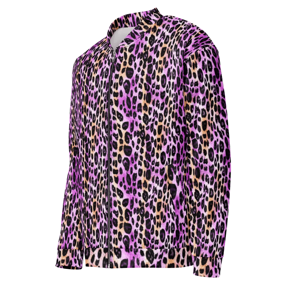 Purple Beige Leopard Bomber Jacket product image (3)