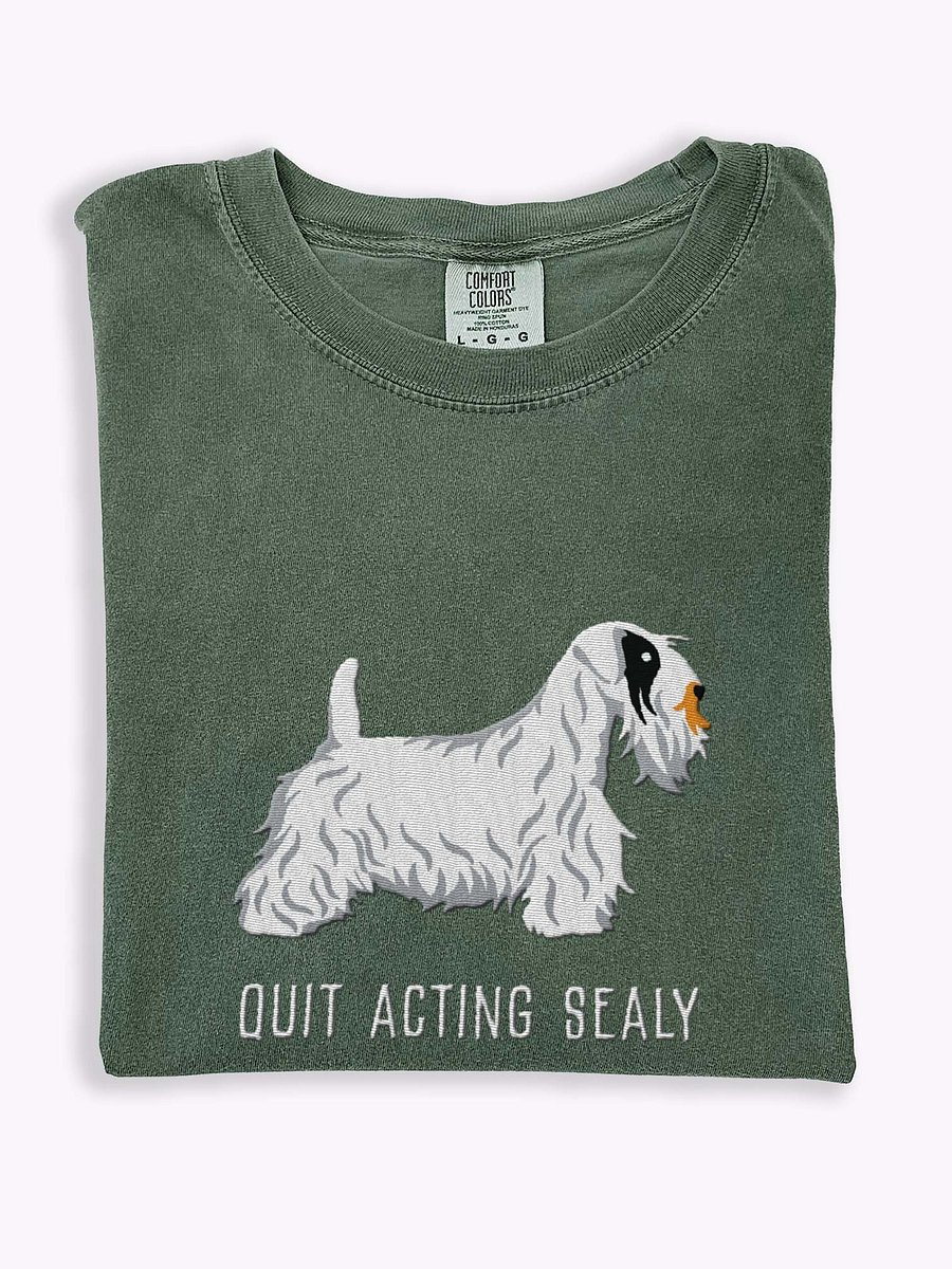 Quit Acting Sealy T-Shirt(Embroidered) of a Sealyham Terrier(Black & White) product image (1)