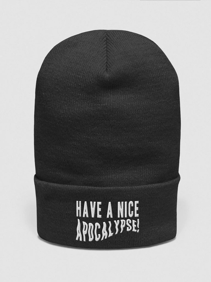 apocalypse beanie (white text) product image (1)