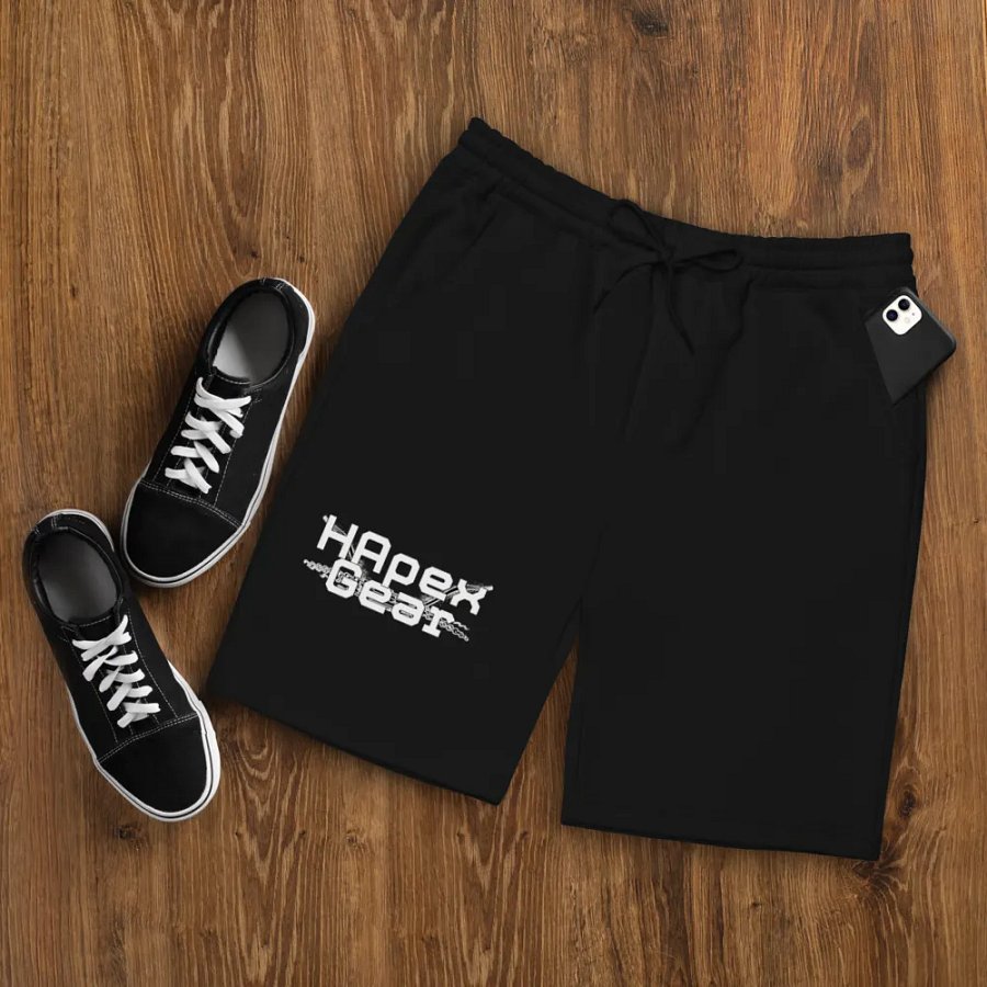White HApex Gear Black Logo Men's Fleece Shorts product image (10)