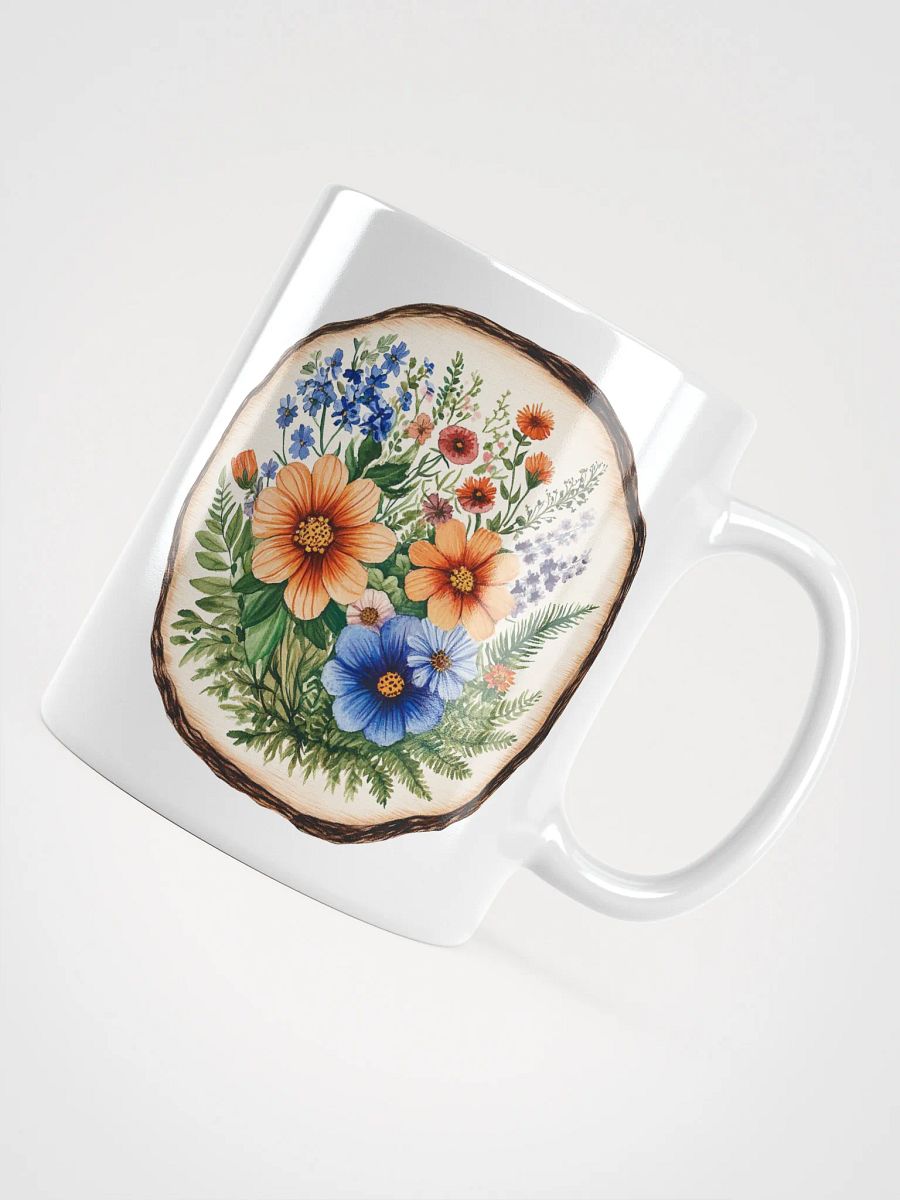 Blue Wildflower Round Wood Art Ceramic Mug product image (12)