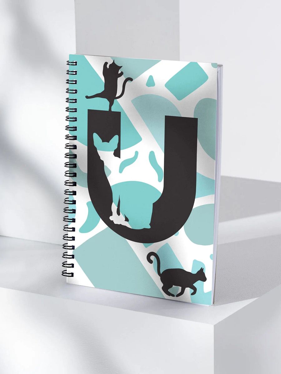 Monogram Letter U Cat Lover Geometric Blues Notebook product image (4)
