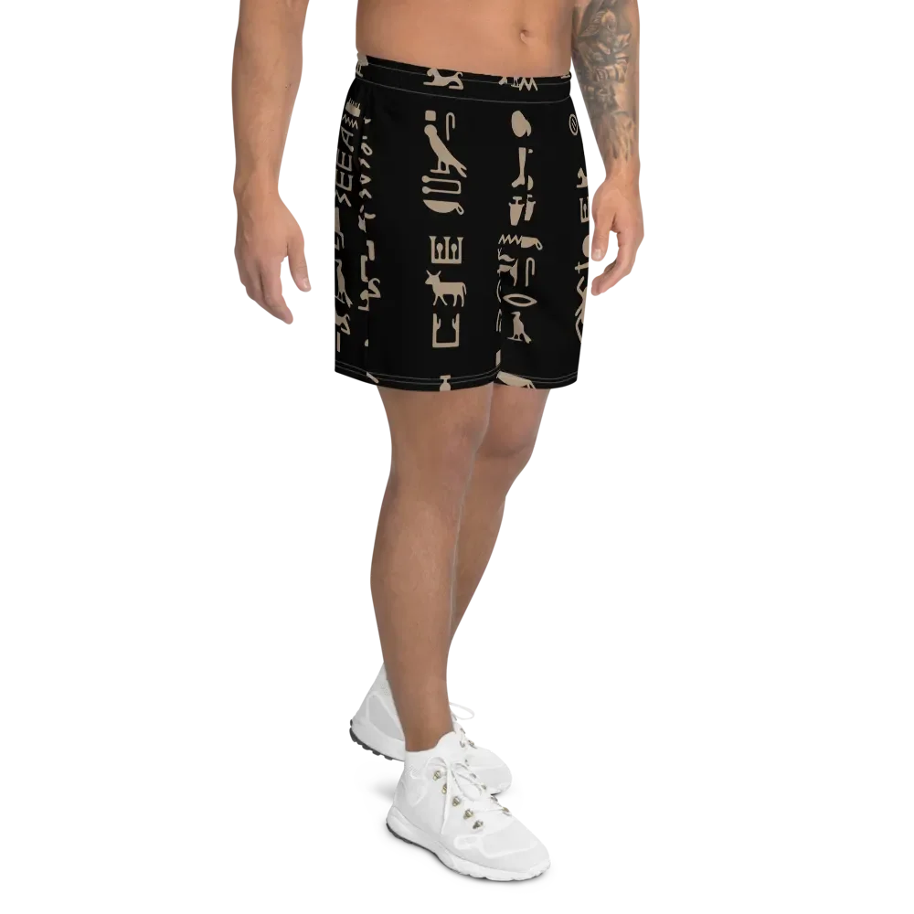 Isis Black Hieroglyphs All-Over Print Athletic Long Shorts product image (2)