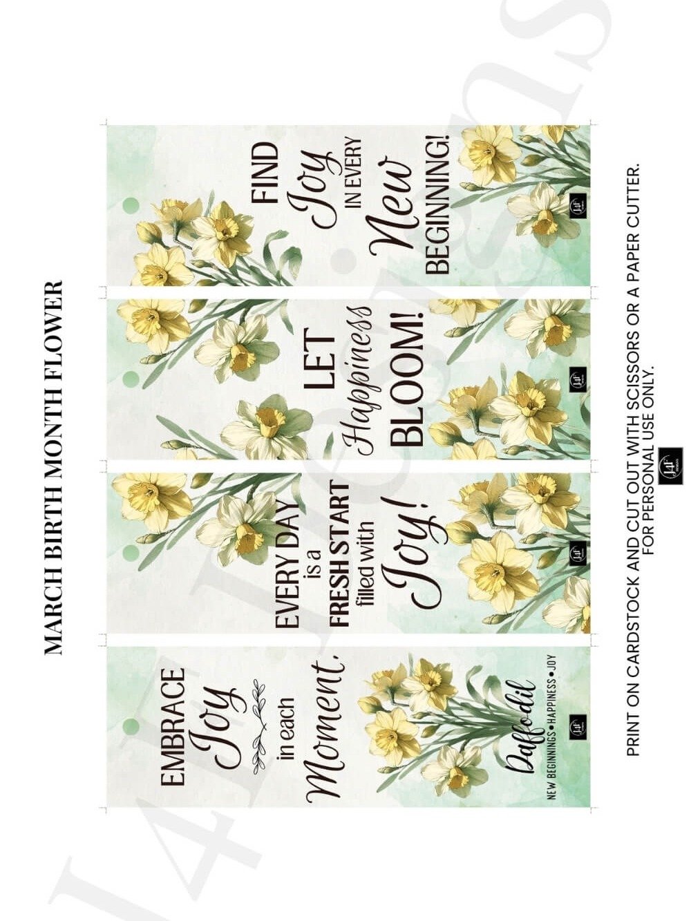 FREE Daffodil Bookmark Printable, Inspirational Sayings With March's Birth Month Flower product image (4)