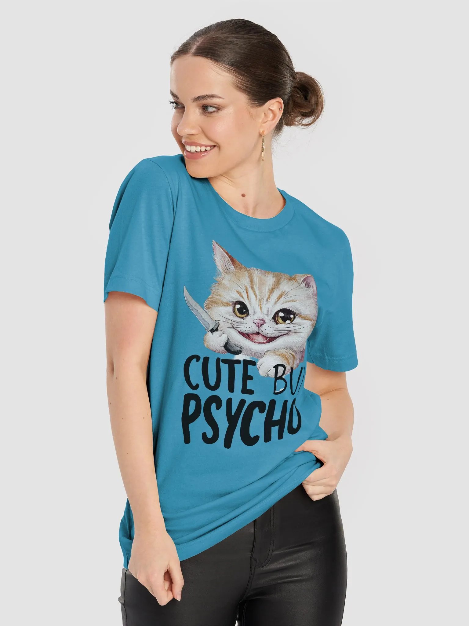 Cute But Psycho Cat T-Shirt – Quirky & Playful Design product image (3)