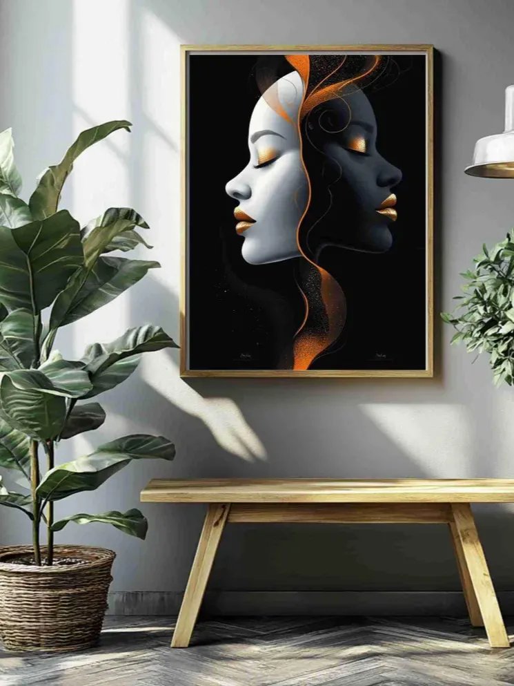 Dual-Profile Wall Art - Black, White Face Modern Abstract Wall Art product image (3)