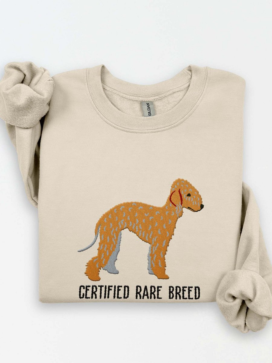 Certified Rare Breed Sweatshirt (Embroidered) of a Bedlington Terrier(Tan) product image (1)