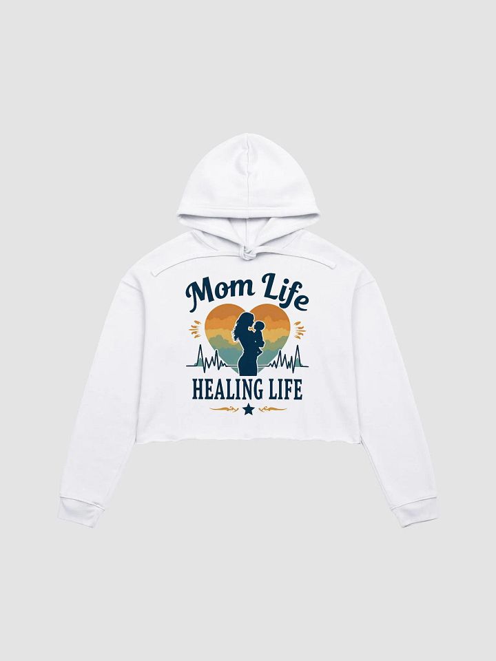 Sunset Silhouette Mom Life Crop Hoodie product image (4)
