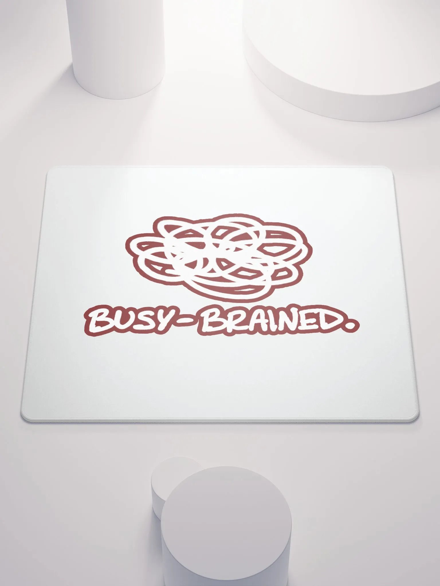 BUSY-BRAINED (lined design, #6D1616) mouse pad product image (1)