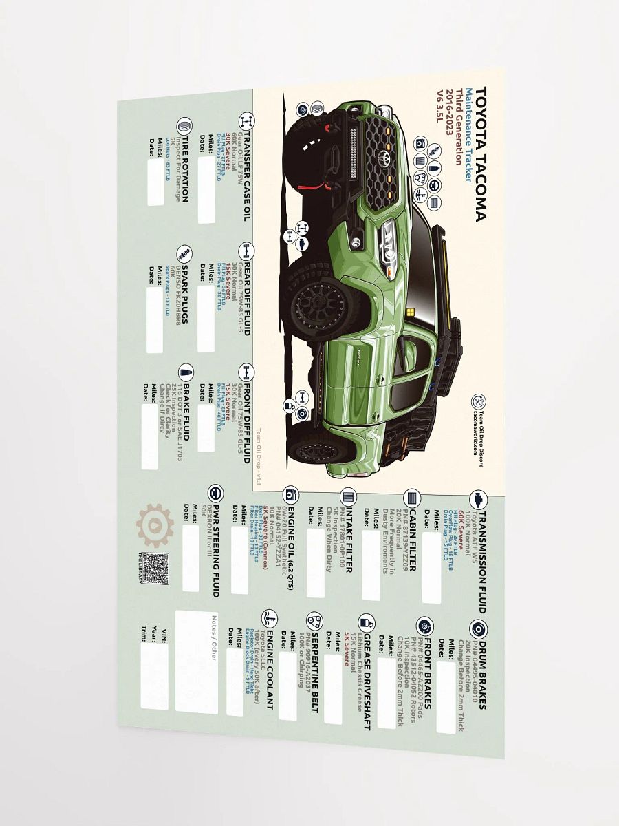 3rd Gen Maintenance Tracker v1.1 - Lime product image (4)