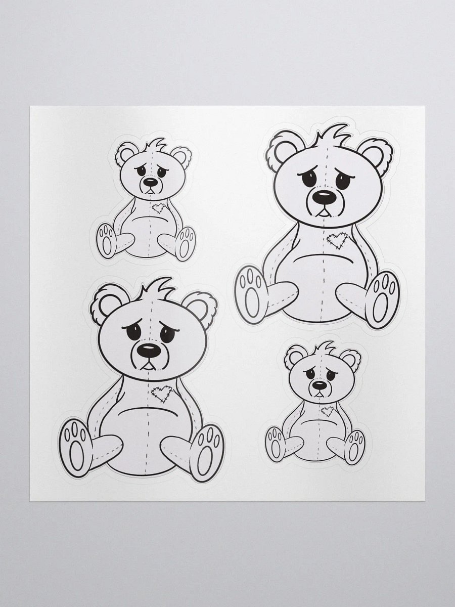 Anxious Teddy B&W Stickers product image (2)