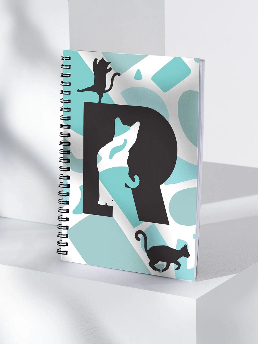 Monogram Letter R Cat Lover Geometric Blues Notebook product image (4)