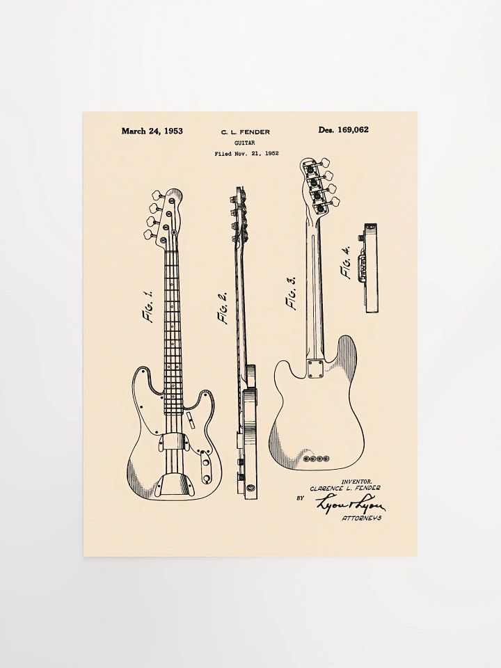 Vintage bass guitar patent print product image (1)