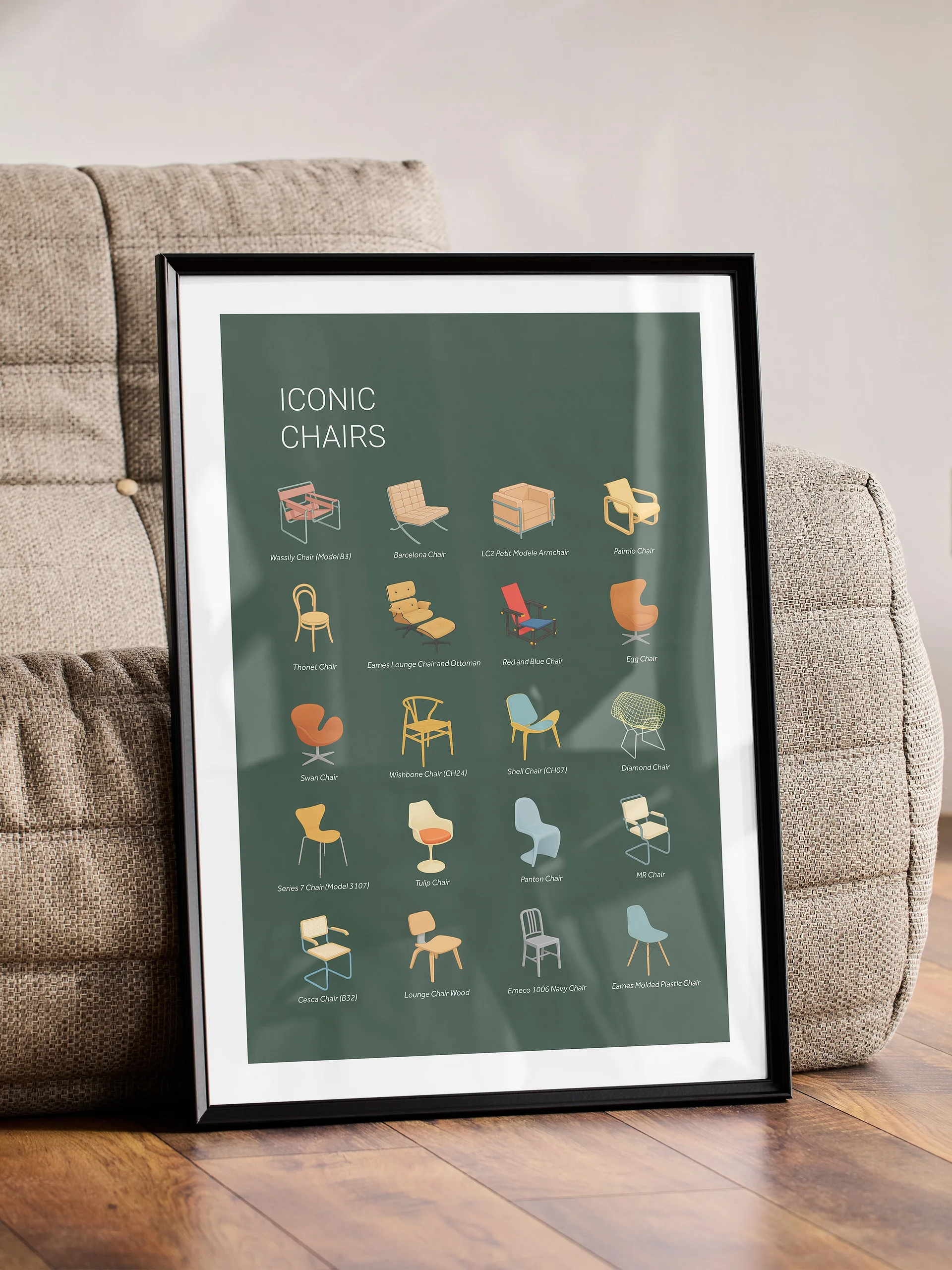 Iconic Chairs Framed Art Print product image (5)