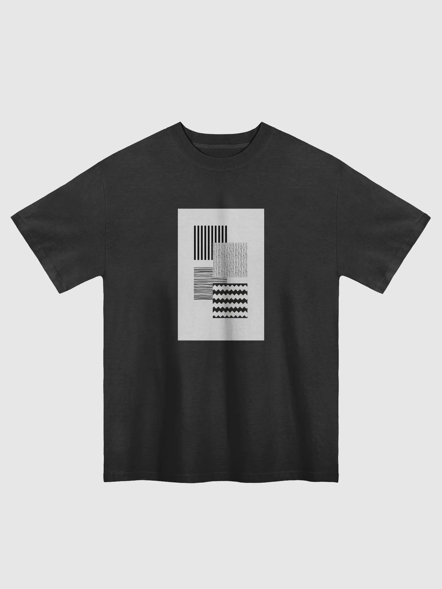 Geometric Monochrome Design on Premium Faded Logo T-Shirt product image (3)