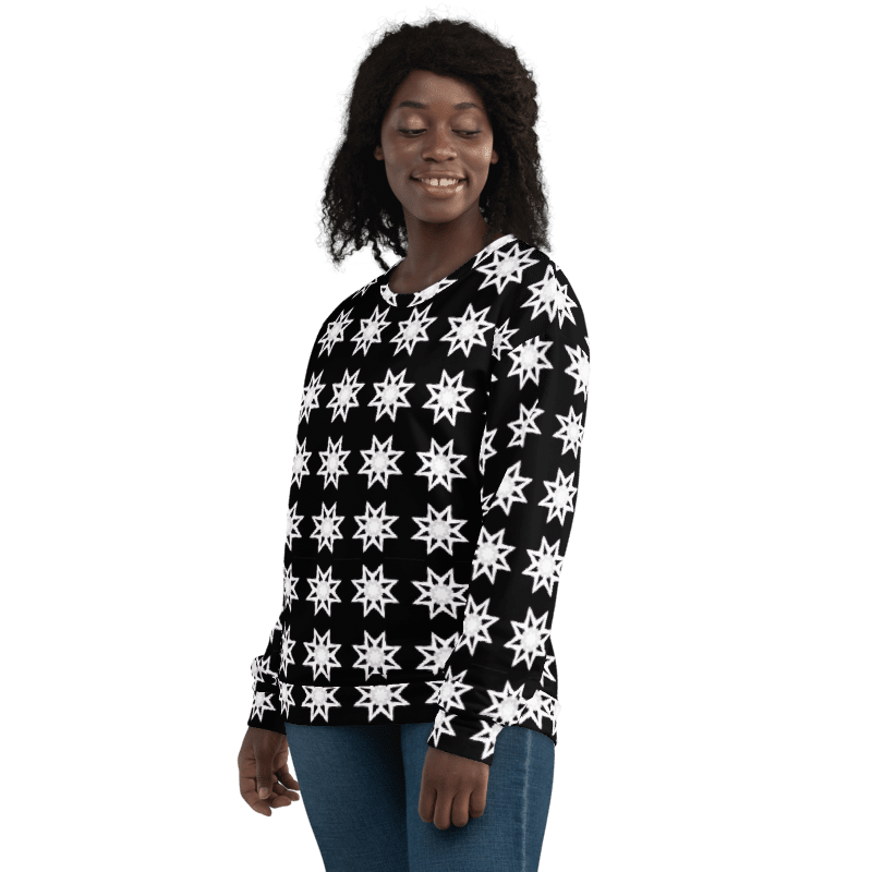 Abstract White Repeating Stars Unisex All Over Print Sweatshirt product image (7)