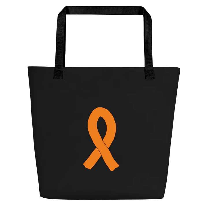 White HApex Gear White Logo Cancer Awareness Orange Ribbon. Black Large Tote Bag w/ Pocket product image (1)