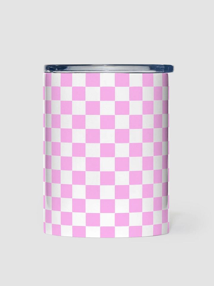 Checkered! Pastel Pink and White Checkers 10 oz Stainless Steel Tumbler product image (1)