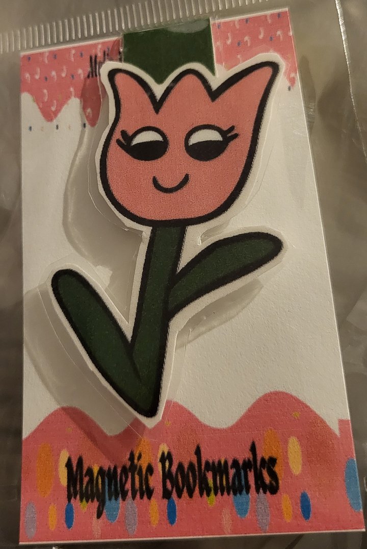 Cute Cartoon Pink Tulip Magnetic Laminated Bookmark for Flower Fans product image (1)