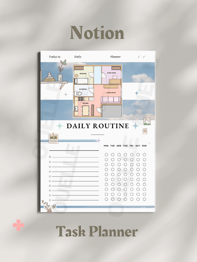 Notion style - Routine Blueprint: Automate Your Habits - Daily Task Planner (PDF & Template) product image (1)