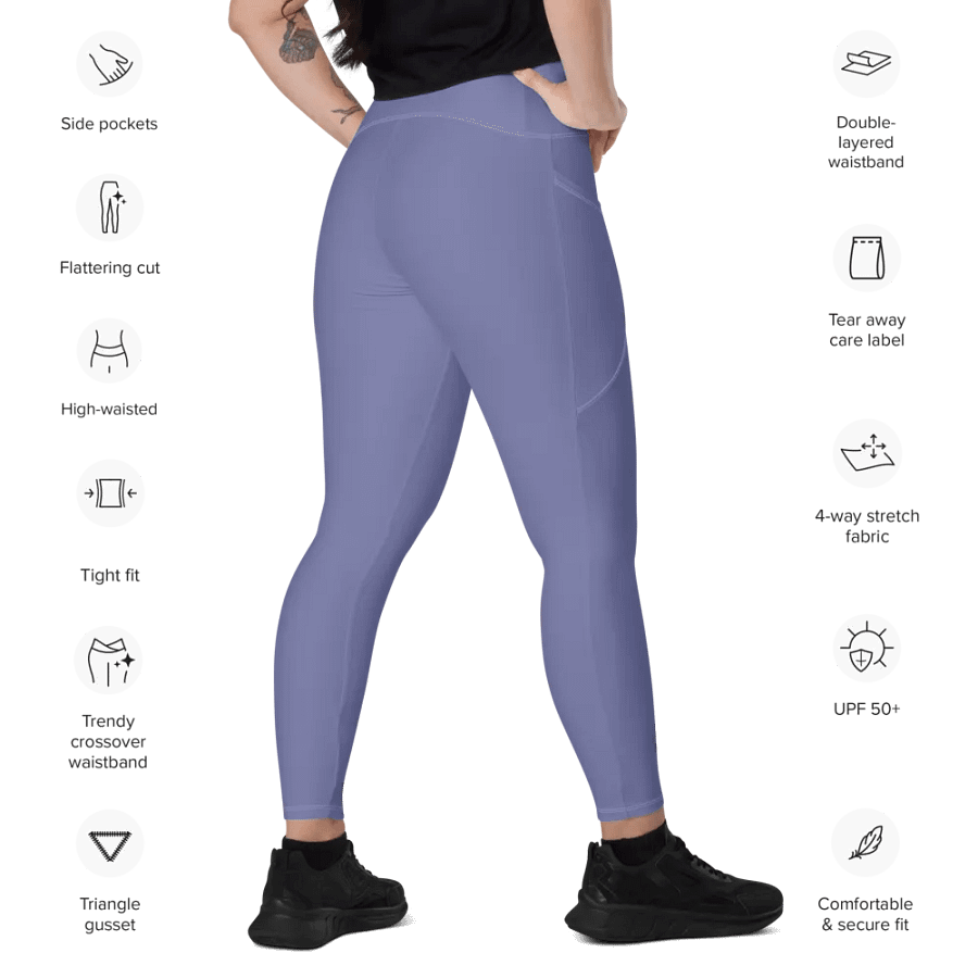 Plain Purple Soft Summer Women's High Waisted Premium Crossover Leggings with Pockets by Treasure Pie product image (11)