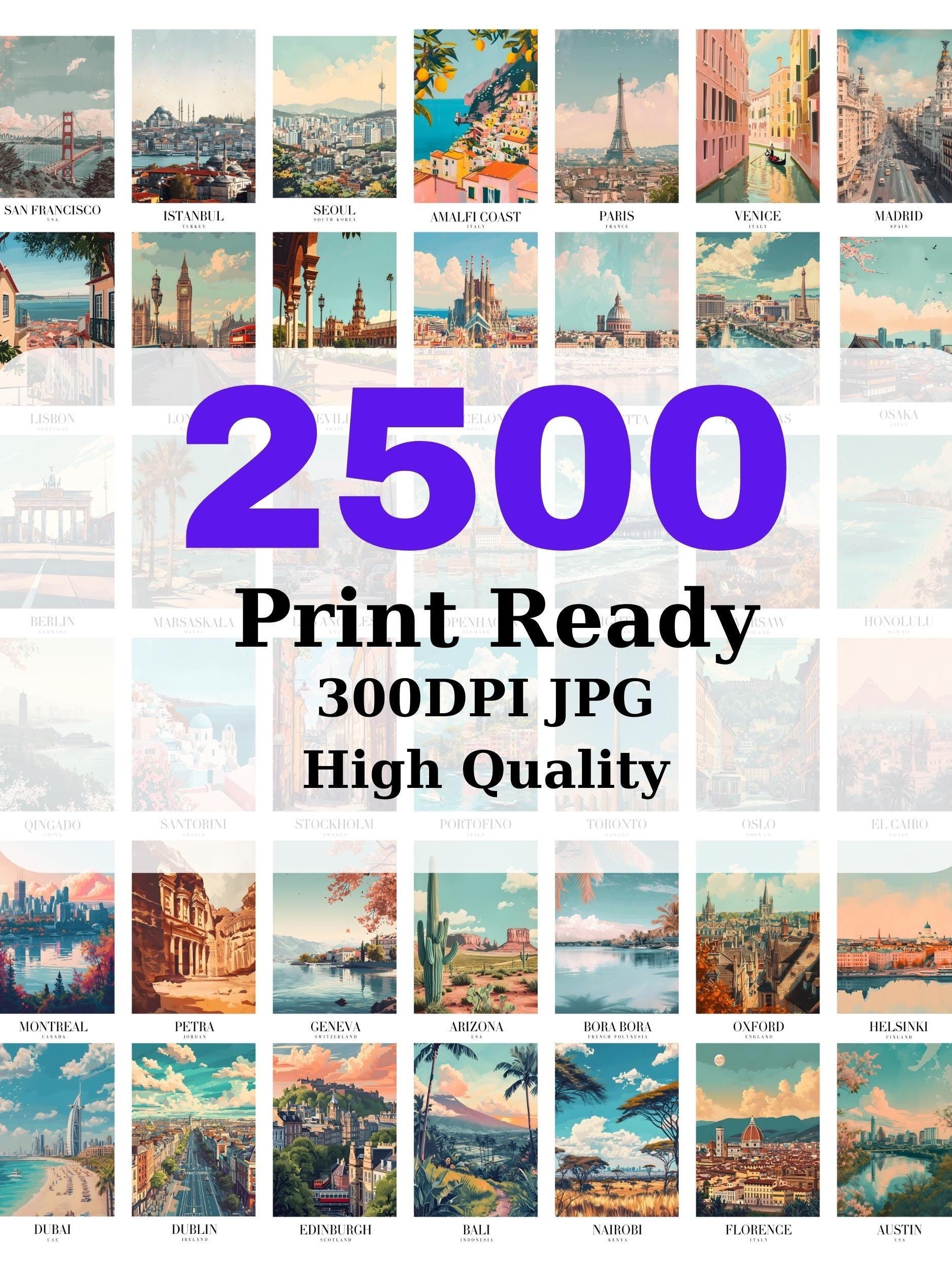 500 Travel Poster Retro Aesthetic Vintage Travel Wall Art product image (2)