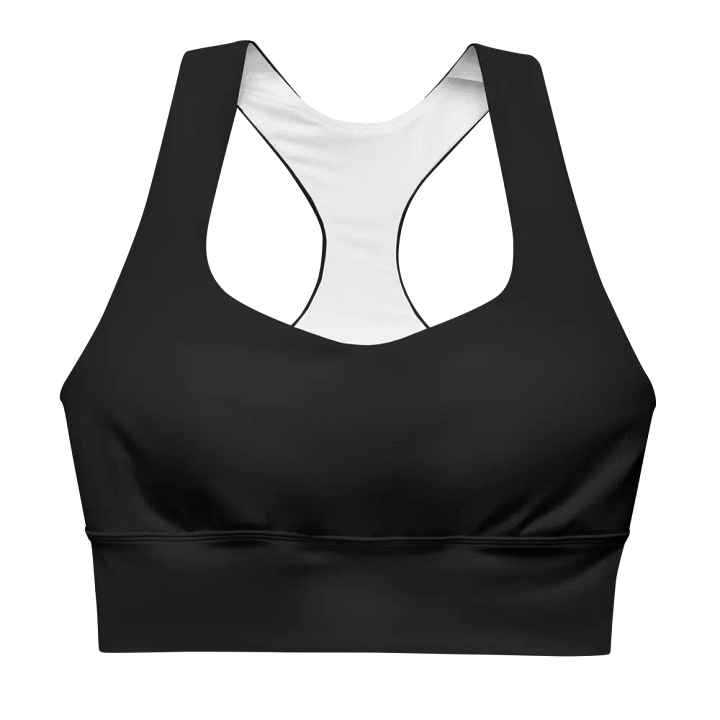 Sports Workout Bra | Black with White Logo product image (2)