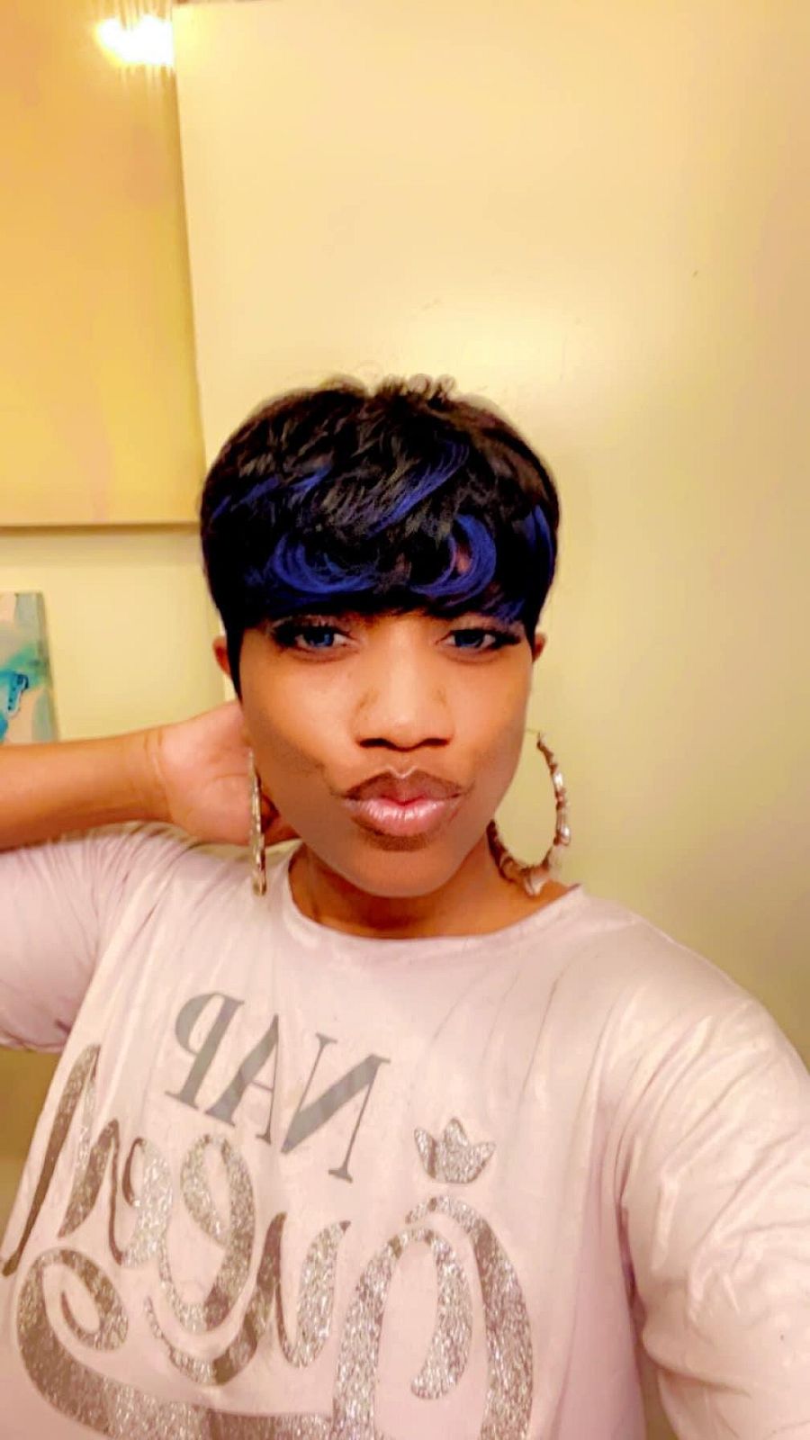 Blue and black short handmade wig product image (1)
