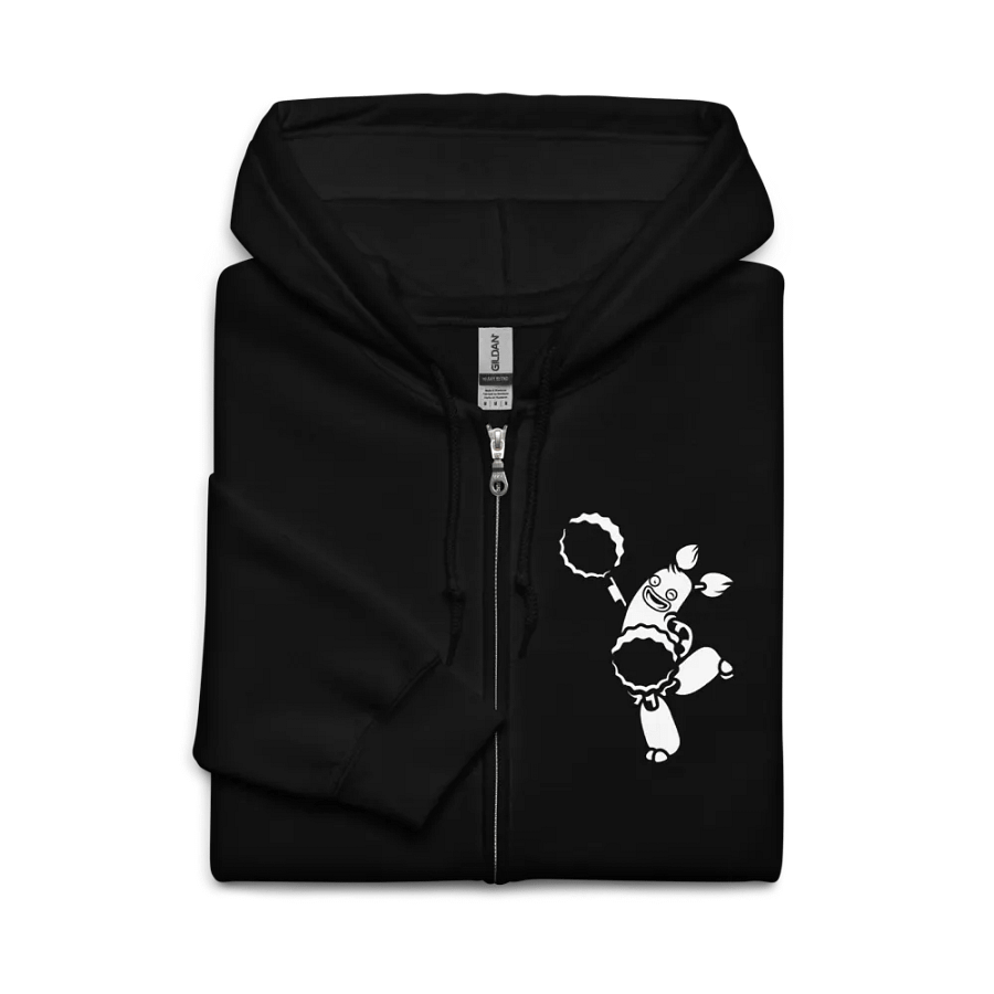 PomPom Single Color (White on Dark) Zip-up Hoodie product image (3)