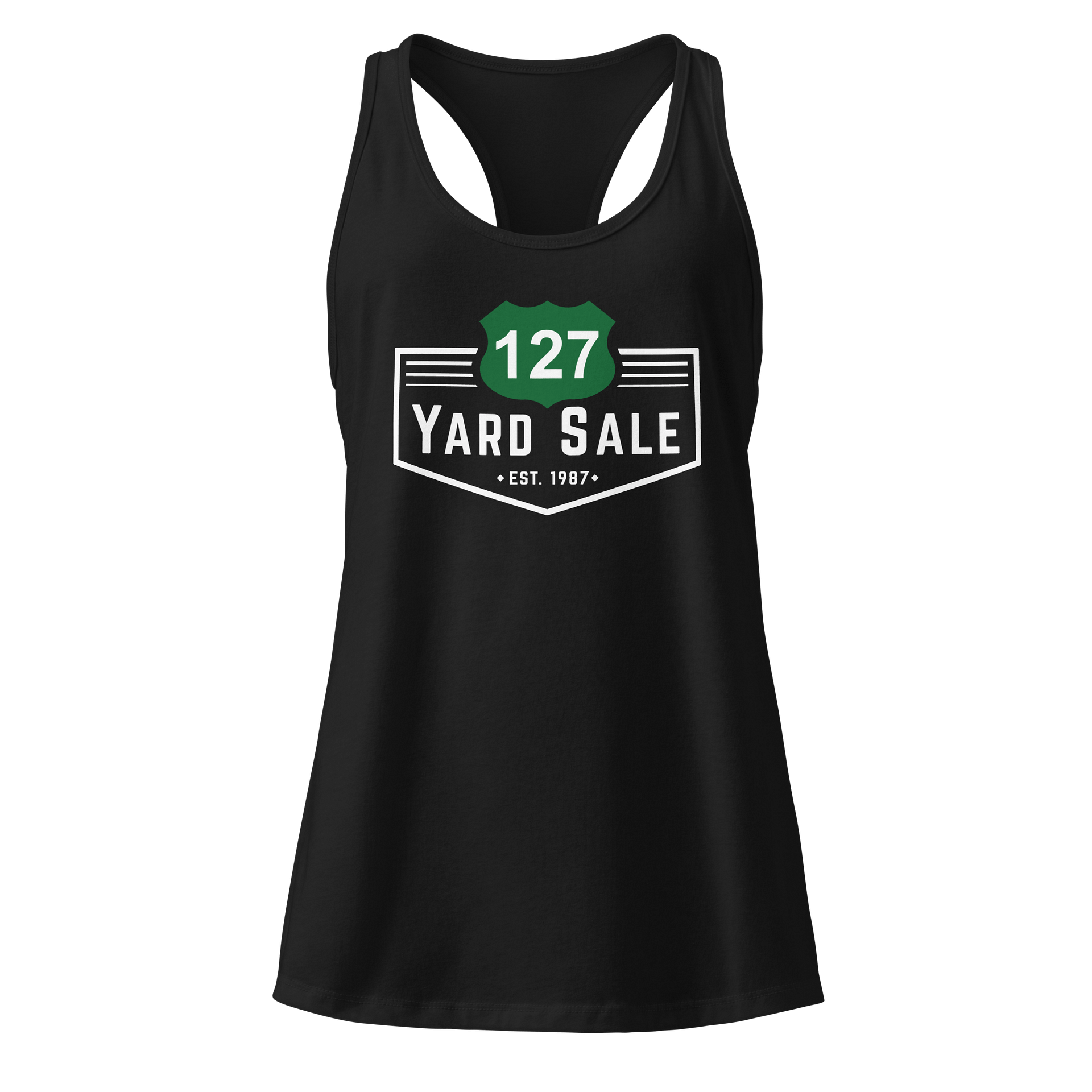 127 Yard Sale (2025) Vintage - Next Level Women's Racerback Tank Top - Black product image (1)