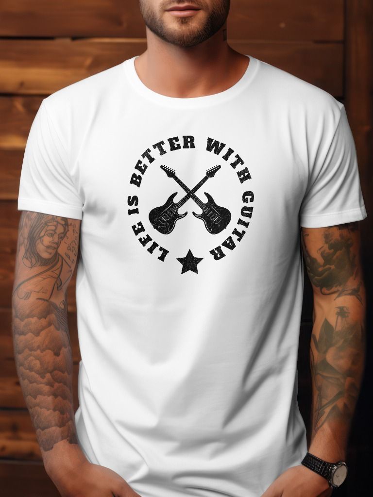 Life Is Better With Guitar T-Shirt (Black Text) product image (1)