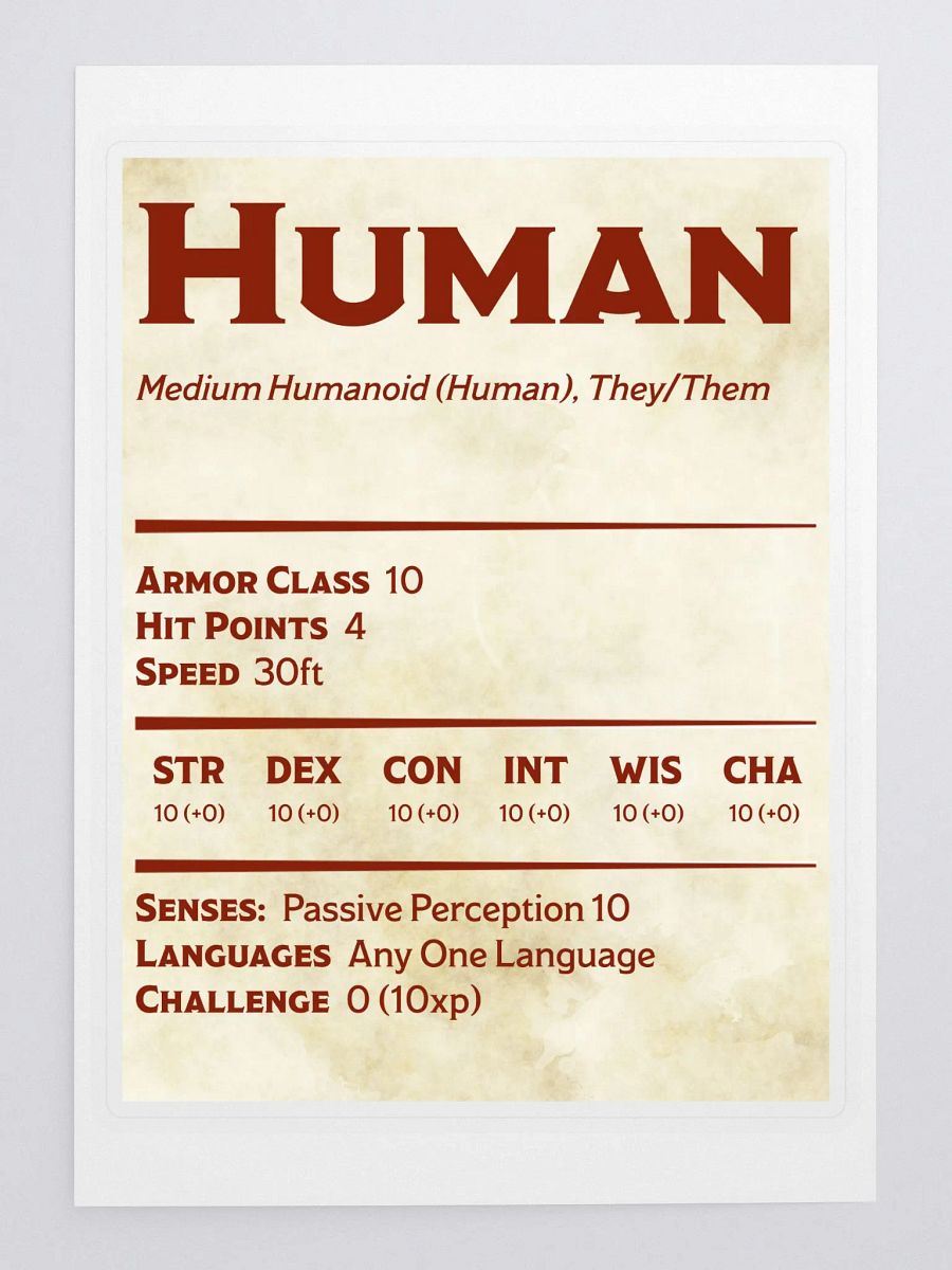Human Statblock - They/Them product image (3)
